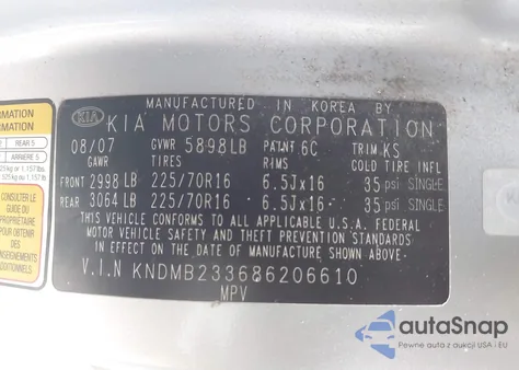 2008 Kia Sedona Lx from USA, damaged, VIN KNDMB233686206610